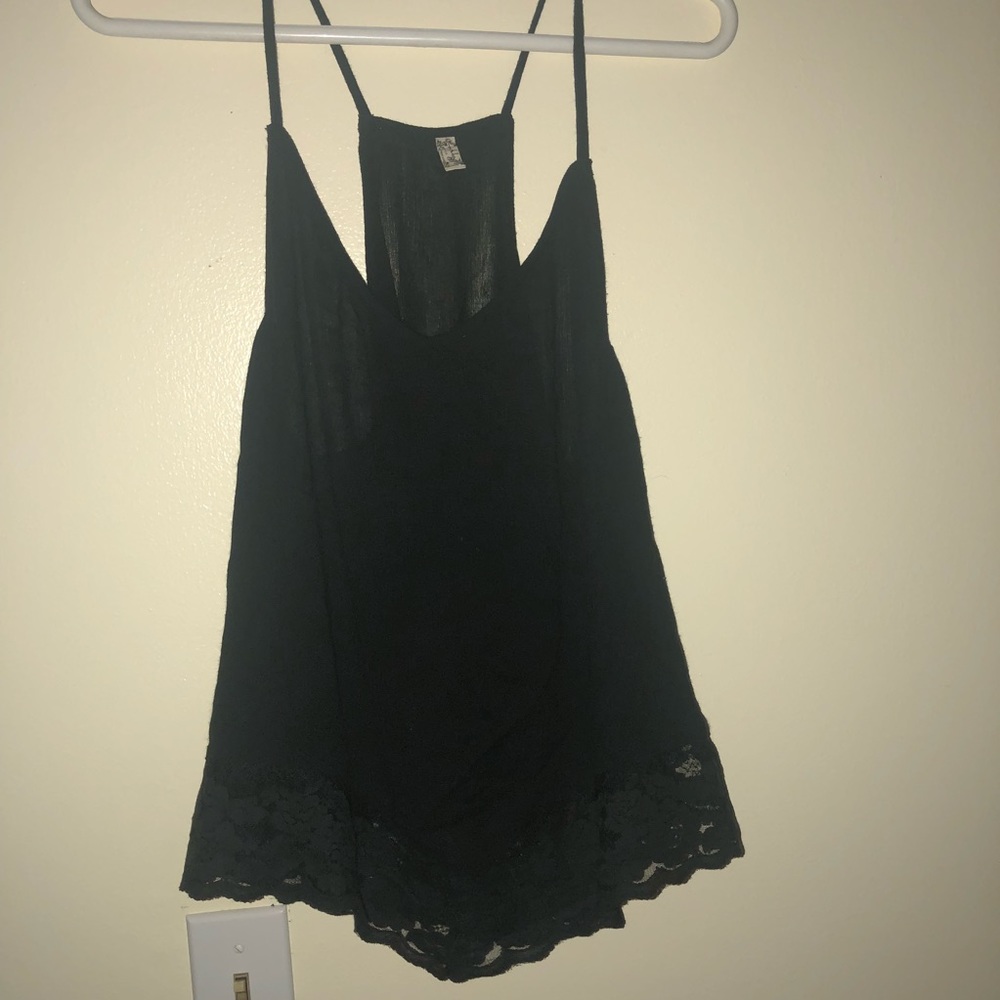Free People intimates Black Tank Oversized/Lace